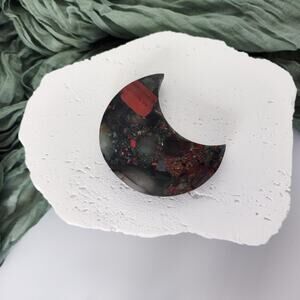 Large African Bloodstone Moon Crystal Carving